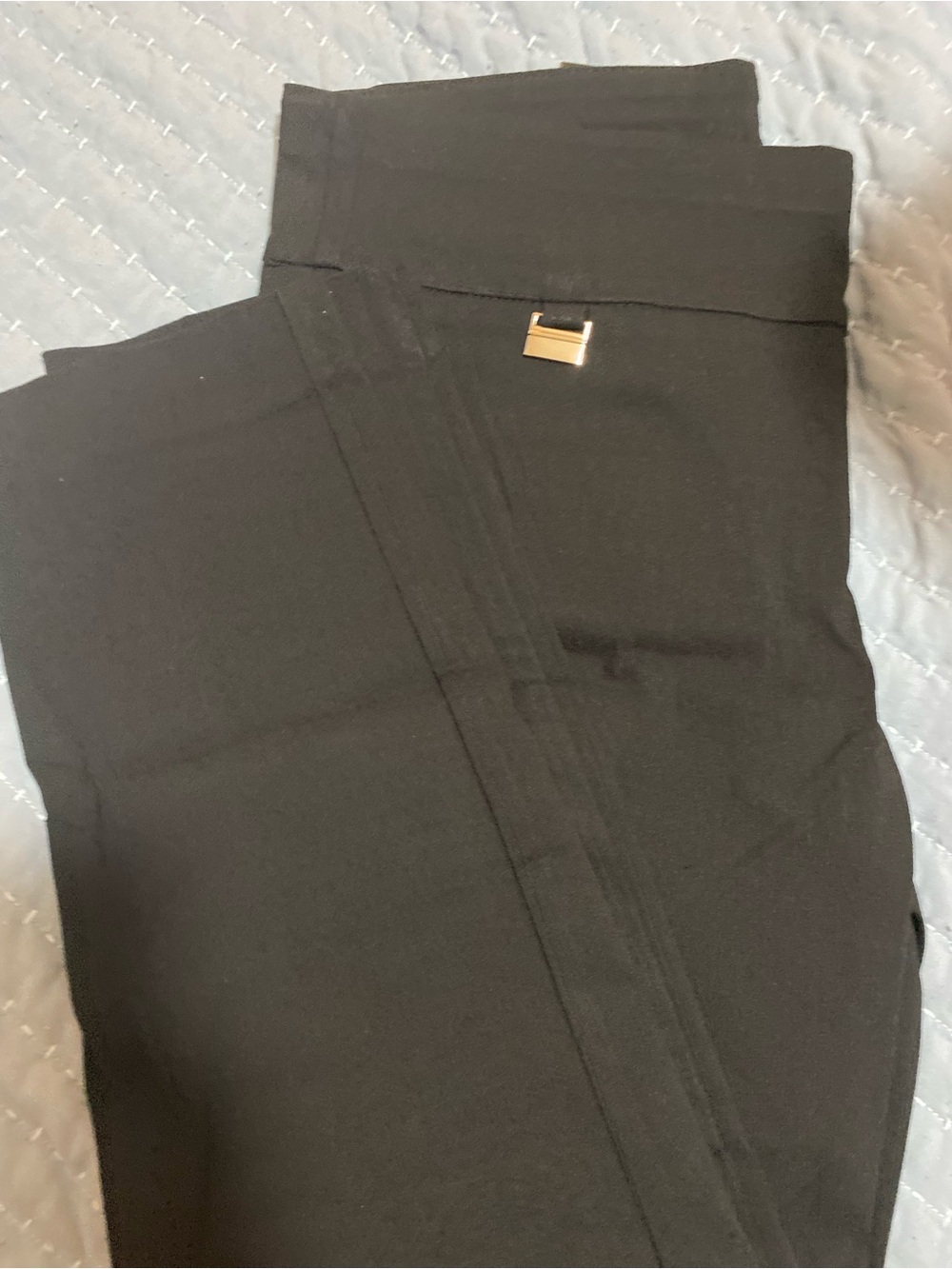 Alfani Black Flat-Front Dress Pants with Metal Accent
